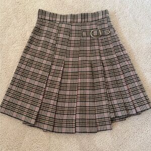 Maje Black and Cream Checkered A-Line Skirt